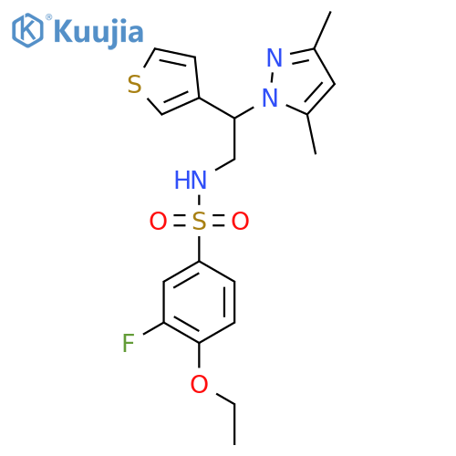 N-[2-(3,5-dimethyl-1H-pyrazol-1-yl)-2-(thiophen-3-yl)ethyl]-4-ethoxy-3-fluorobenzene-1-sulfonamide structure