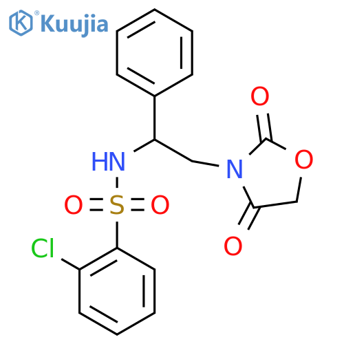 2-chloro-N-[2-(2,4-dioxo-1,3-oxazolidin-3-yl)-1-phenylethyl]benzene-1-sulfonamide structure