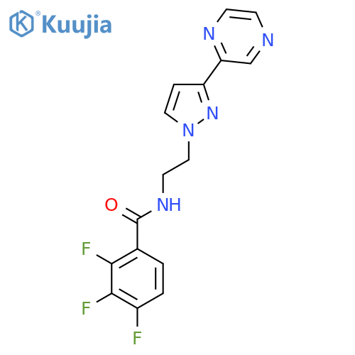 2,3,4-trifluoro-N-{2-3-(pyrazin-2-yl)-1H-pyrazol-1-ylethyl}benzamide structure