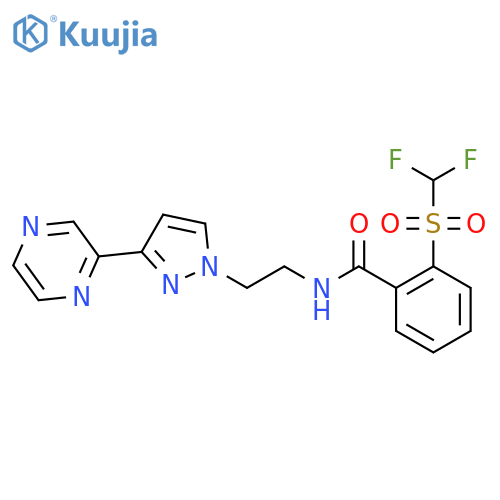 2-difluoromethanesulfonyl-N-{2-3-(pyrazin-2-yl)-1H-pyrazol-1-ylethyl}benzamide structure