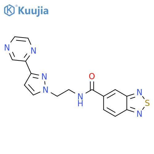 N-{2-3-(pyrazin-2-yl)-1H-pyrazol-1-ylethyl}-2,1,3-benzothiadiazole-5-carboxamide structure
