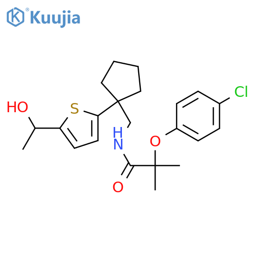 2-(4-chlorophenoxy)-N-({1-[5-(1-hydroxyethyl)thiophen-2-yl]cyclopentyl}methyl)-2-methylpropanamide structure