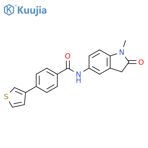 N-(1-methyl-2-oxo-2,3-dihydro-1H-indol-5-yl)-4-(thiophen-3-yl)benzamide structure