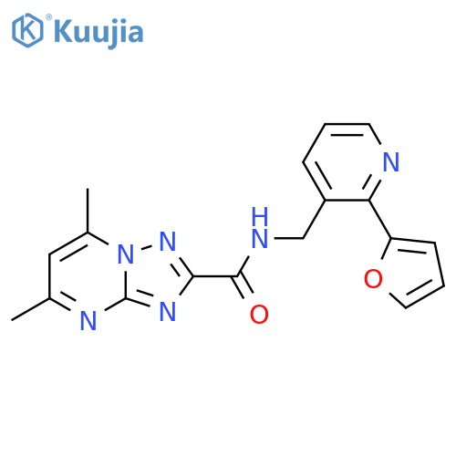 N-{[2-(furan-2-yl)pyridin-3-yl]methyl}-5,7-dimethyl-[1,2,4]triazolo[1,5-a]pyrimidine-2-carboxamide structure