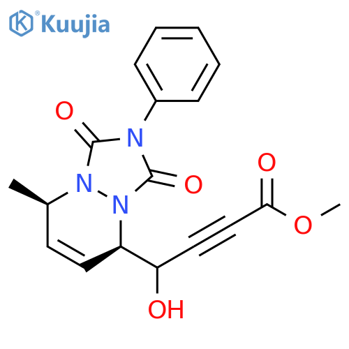 2-Butynoic acid, 4-hydroxy-4-[(5R,8R)-2,3,5,8-tetrahydro-8-methyl-1,3-dioxo-2-phenyl-1H-[1,2,4]triazolo[1,2-a]pyridazin-5-yl]-, methyl ester, rel- structure