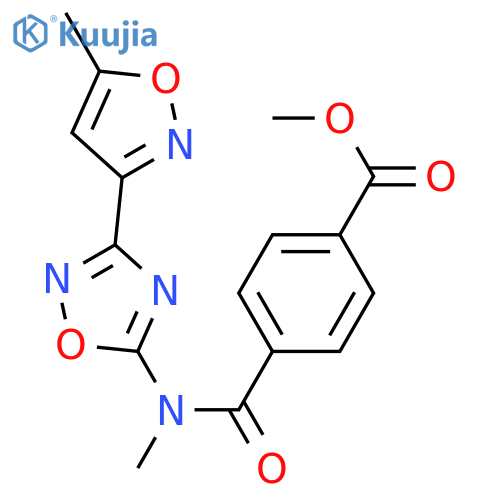 methyl 4-({[3-(5-methyl-1,2-oxazol-3-yl)-1,2,4-oxadiazol-5-yl]methyl}carbamoyl)benzoate structure