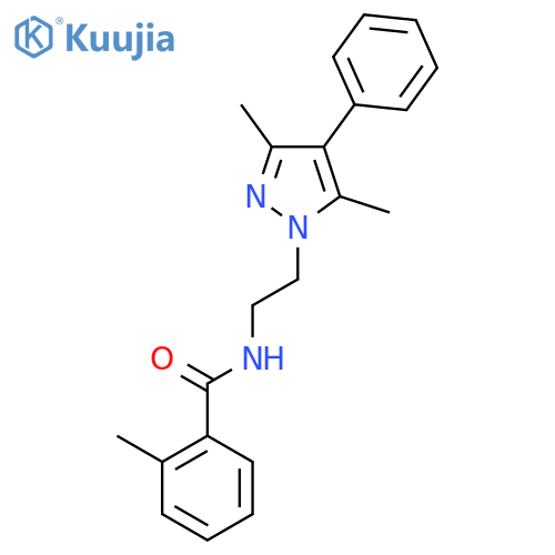 N-[2-(3,5-dimethyl-4-phenyl-1H-pyrazol-1-yl)ethyl]-2-methylbenzamide structure