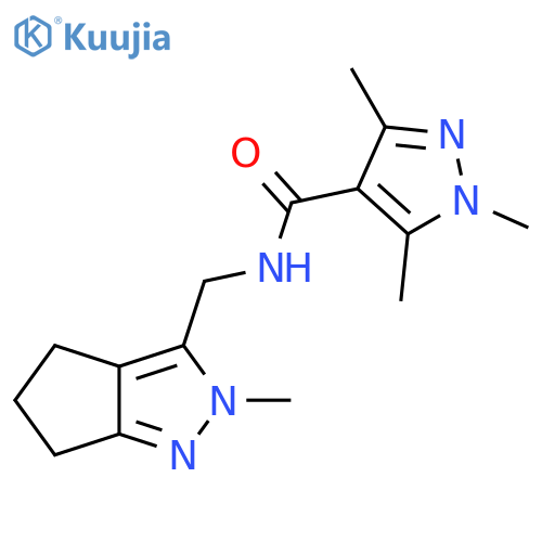 1,3,5-trimethyl-N-({2-methyl-2H,4H,5H,6H-cyclopenta[c]pyrazol-3-yl}methyl)-1H-pyrazole-4-carboxamide structure