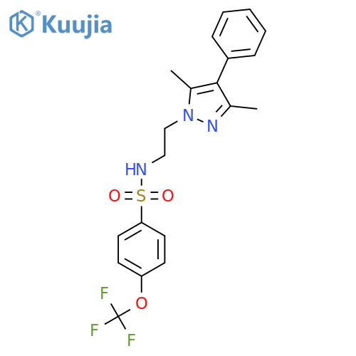 N-[2-(3,5-dimethyl-4-phenyl-1H-pyrazol-1-yl)ethyl]-4-(trifluoromethoxy)benzene-1-sulfonamide structure