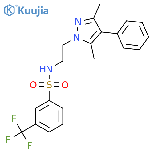 N-[2-(3,5-dimethyl-4-phenyl-1H-pyrazol-1-yl)ethyl]-3-(trifluoromethyl)benzene-1-sulfonamide structure