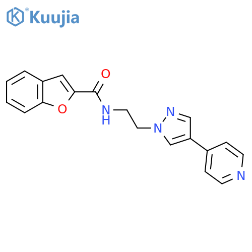 N-{2-4-(pyridin-4-yl)-1H-pyrazol-1-ylethyl}-1-benzofuran-2-carboxamide structure