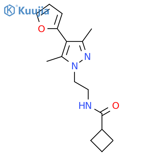 N-{2-[4-(furan-2-yl)-3,5-dimethyl-1H-pyrazol-1-yl]ethyl}cyclobutanecarboxamide structure