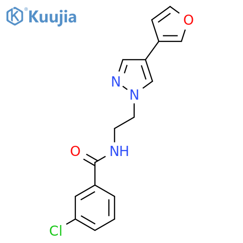 3-chloro-N-{2-[4-(furan-3-yl)-1H-pyrazol-1-yl]ethyl}benzamide structure