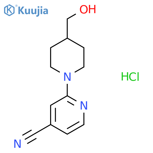 2-[4-(hydroxymethyl)piperidin-1-yl]pyridine-4-carbonitrile hydrochloride structure