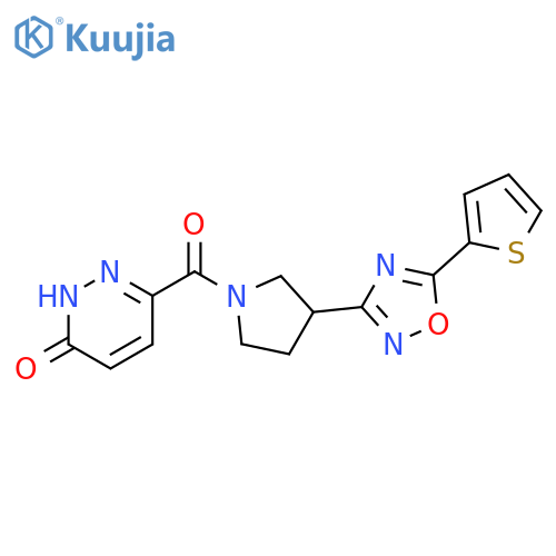 6-{3-5-(thiophen-2-yl)-1,2,4-oxadiazol-3-ylpyrrolidine-1-carbonyl}-2,3-dihydropyridazin-3-one structure