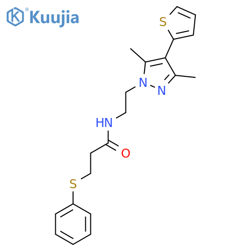 N-{2-[3,5-dimethyl-4-(thiophen-2-yl)-1H-pyrazol-1-yl]ethyl}-3-(phenylsulfanyl)propanamide structure