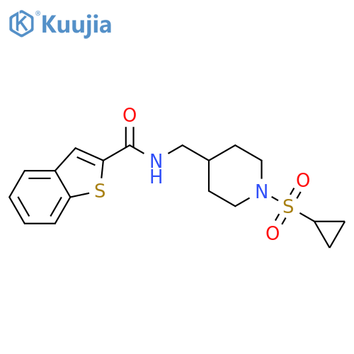 N-{[1-(cyclopropanesulfonyl)piperidin-4-yl]methyl}-1-benzothiophene-2-carboxamide structure