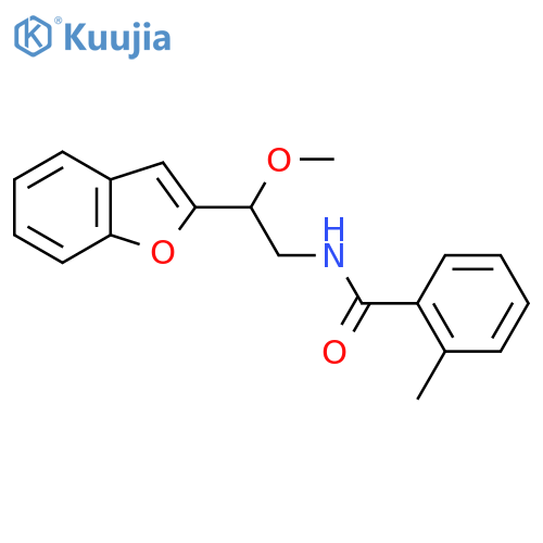 N-2-(1-benzofuran-2-yl)-2-methoxyethyl-2-methylbenzamide structure