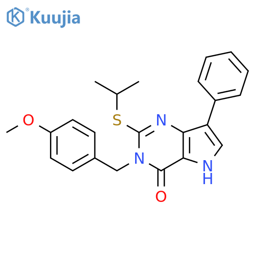 3-[(4-methoxyphenyl)methyl]-7-phenyl-2-(propan-2-ylsulfanyl)-3H,4H,5H-pyrrolo[3,2-d]pyrimidin-4-one structure