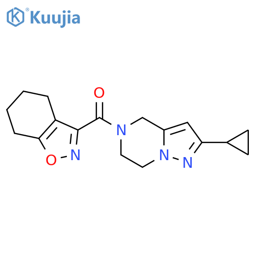 3-{2-cyclopropyl-4H,5H,6H,7H-pyrazolo1,5-apyrazine-5-carbonyl}-4,5,6,7-tetrahydro-1,2-benzoxazole structure