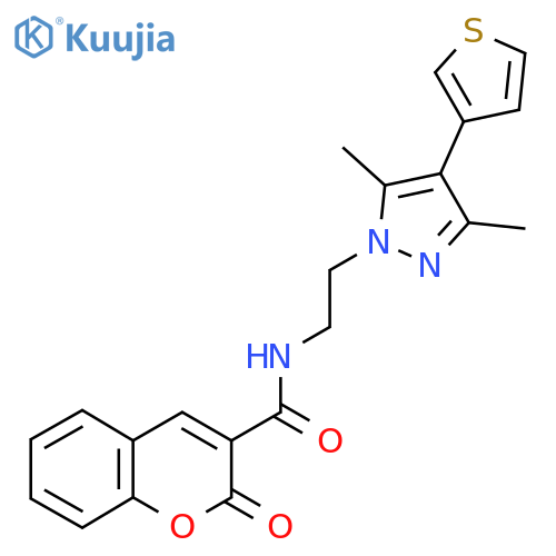 N-{2-[3,5-dimethyl-4-(thiophen-3-yl)-1H-pyrazol-1-yl]ethyl}-2-oxo-2H-chromene-3-carboxamide structure