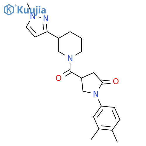 1-(3,4-dimethylphenyl)-4-3-(1-methyl-1H-pyrazol-3-yl)piperidine-1-carbonylpyrrolidin-2-one structure