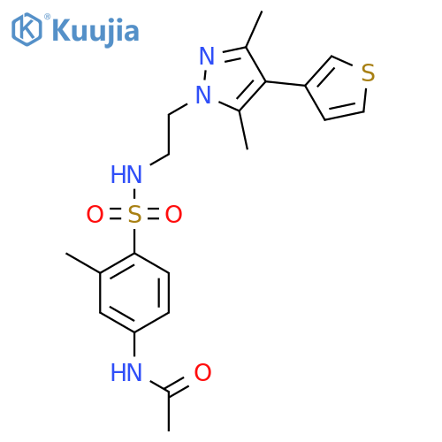 N-[4-({2-[3,5-dimethyl-4-(thiophen-3-yl)-1H-pyrazol-1-yl]ethyl}sulfamoyl)-3-methylphenyl]acetamide structure