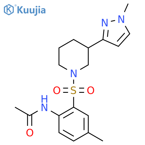 N-(4-methyl-2-{3-(1-methyl-1H-pyrazol-3-yl)piperidin-1-ylsulfonyl}phenyl)acetamide structure
