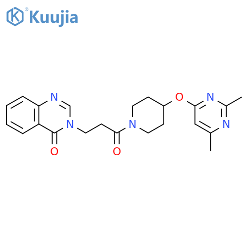 3-(3-{4-(2,6-dimethylpyrimidin-4-yl)oxypiperidin-1-yl}-3-oxopropyl)-3,4-dihydroquinazolin-4-one structure