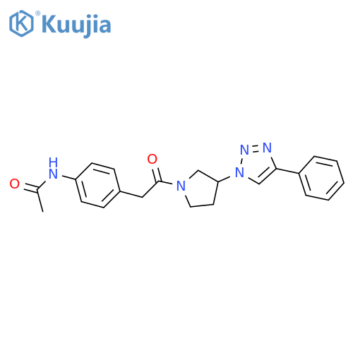 N-[4-[2-oxo-2-[3-(4-phenyltriazol-1-yl)pyrrolidin-1-yl]ethyl]phenyl]acetamide structure