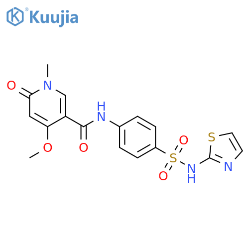 4-methoxy-1-methyl-6-oxo-N-[4-(1,3-thiazol-2-ylsulfamoyl)phenyl]pyridine-3-carboxamide structure