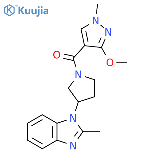 1-[1-(3-methoxy-1-methyl-1H-pyrazole-4-carbonyl)pyrrolidin-3-yl]-2-methyl-1H-1,3-benzodiazole structure
