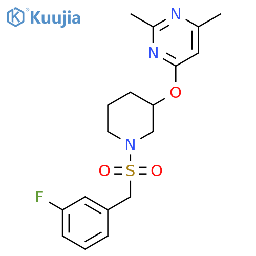 4-({1-(3-fluorophenyl)methanesulfonylpiperidin-3-yl}oxy)-2,6-dimethylpyrimidine structure