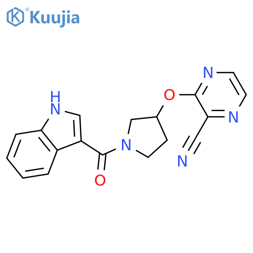 3-{[1-(1H-indole-3-carbonyl)pyrrolidin-3-yl]oxy}pyrazine-2-carbonitrile structure