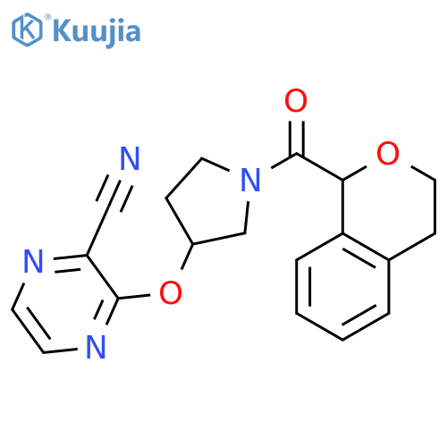 3-{[1-(3,4-dihydro-1H-2-benzopyran-1-carbonyl)pyrrolidin-3-yl]oxy}pyrazine-2-carbonitrile structure