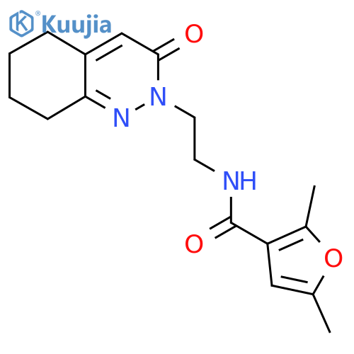 2,5-dimethyl-N-[2-(3-oxo-2,3,5,6,7,8-hexahydrocinnolin-2-yl)ethyl]furan-3-carboxamide structure