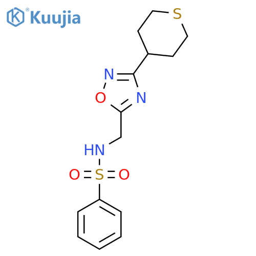 N-{[3-(thian-4-yl)-1,2,4-oxadiazol-5-yl]methyl}benzenesulfonamide structure
