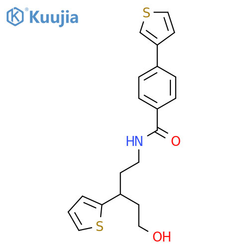 N-5-hydroxy-3-(thiophen-2-yl)pentyl-4-(thiophen-3-yl)benzamide structure
