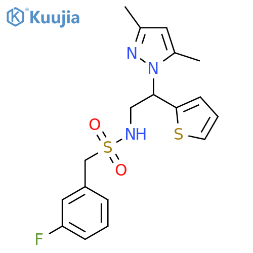 N-2-(3,5-dimethyl-1H-pyrazol-1-yl)-2-(thiophen-2-yl)ethyl-1-(3-fluorophenyl)methanesulfonamide structure