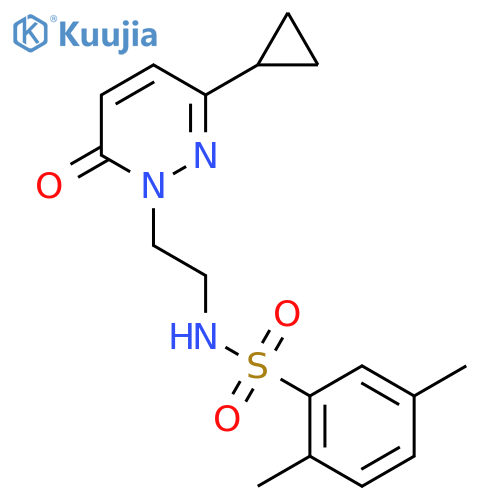 N-[2-(3-cyclopropyl-6-oxo-1,6-dihydropyridazin-1-yl)ethyl]-2,5-dimethylbenzene-1-sulfonamide structure
