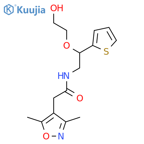 2-(3,5-dimethyl-1,2-oxazol-4-yl)-N-2-(2-hydroxyethoxy)-2-(thiophen-2-yl)ethylacetamide structure