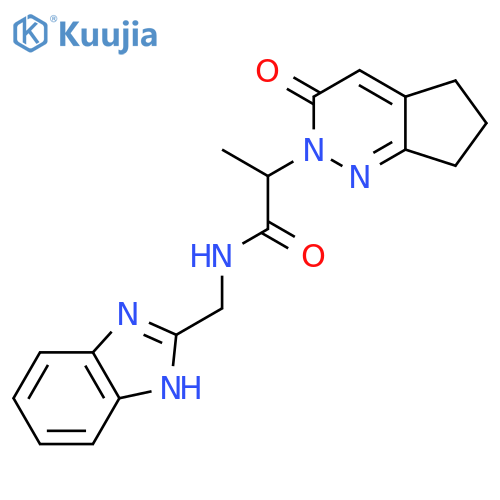 N-(1H-1,3-benzodiazol-2-yl)methyl-2-{3-oxo-2H,3H,5H,6H,7H-cyclopentacpyridazin-2-yl}propanamide structure