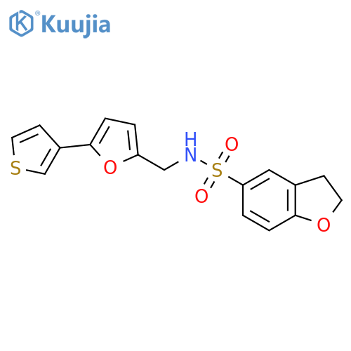 N-{5-(thiophen-3-yl)furan-2-ylmethyl}-2,3-dihydro-1-benzofuran-5-sulfonamide structure