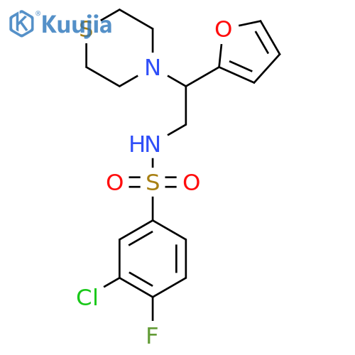 3-chloro-4-fluoro-N-2-(furan-2-yl)-2-(thiomorpholin-4-yl)ethylbenzene-1-sulfonamide structure