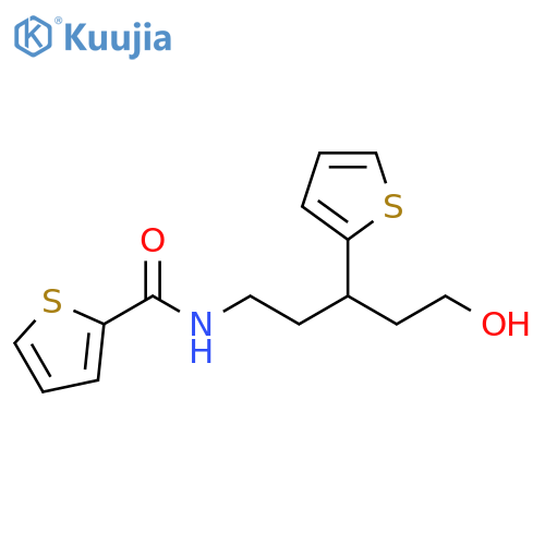 N-[5-hydroxy-3-(thiophen-2-yl)pentyl]thiophene-2-carboxamide structure