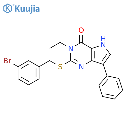 2-{[(3-bromophenyl)methyl]sulfanyl}-3-ethyl-7-phenyl-3H,4H,5H-pyrrolo[3,2-d]pyrimidin-4-one structure