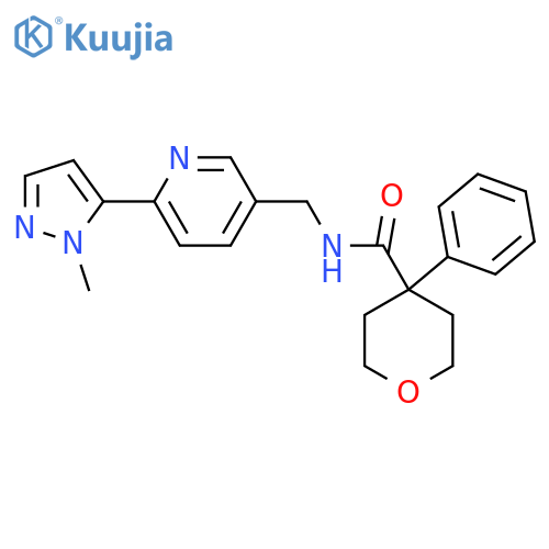 N-{6-(1-methyl-1H-pyrazol-5-yl)pyridin-3-ylmethyl}-4-phenyloxane-4-carboxamide structure
