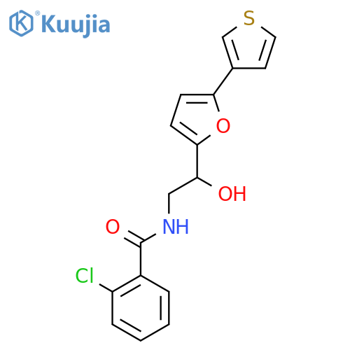 2-chloro-N-{2-hydroxy-2-[5-(thiophen-3-yl)furan-2-yl]ethyl}benzamide structure