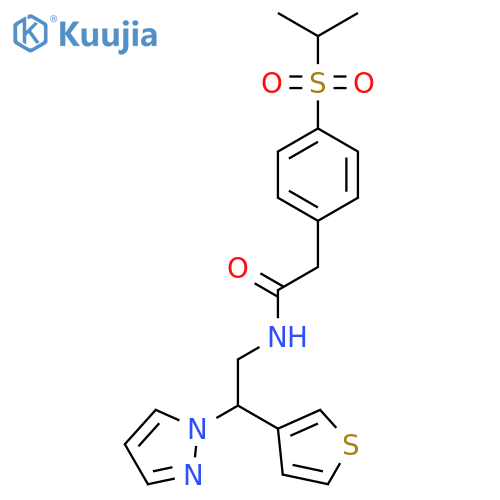 2-[4-(propane-2-sulfonyl)phenyl]-N-[2-(1H-pyrazol-1-yl)-2-(thiophen-3-yl)ethyl]acetamide structure
