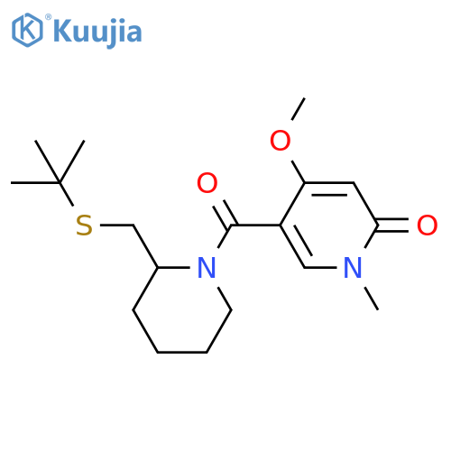 5-{2-(tert-butylsulfanyl)methylpiperidine-1-carbonyl}-4-methoxy-1-methyl-1,2-dihydropyridin-2-one structure